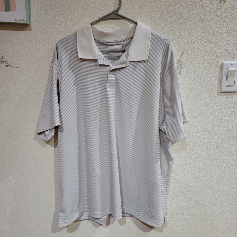 Goodfellow & Co Beige Striped Polo Shirt SIZE XXL